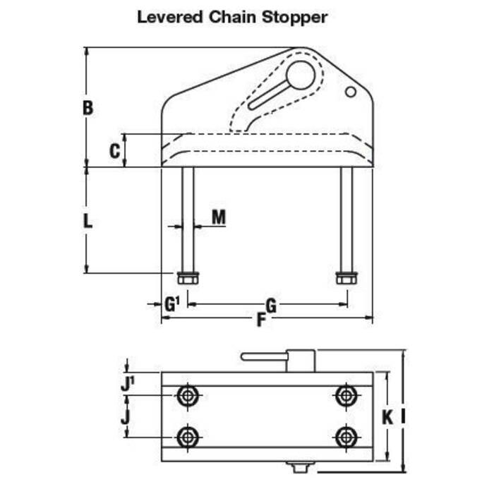 Vetus Maxwell P104374 Maxwell Stainless Steel Chain Stopper 1/2"