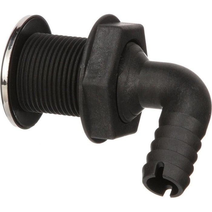 Seachoice 50-18541 90-Degree Thru-Hull Connector, Fits 3/4 In. ID Hose, 1-3/8 In. Max Hull, White