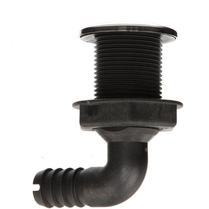 Seachoice 50-18541 90-Degree Thru-Hull Connector, Fits 3/4 In. ID Hose, 1-3/8 In. Max Hull, White
