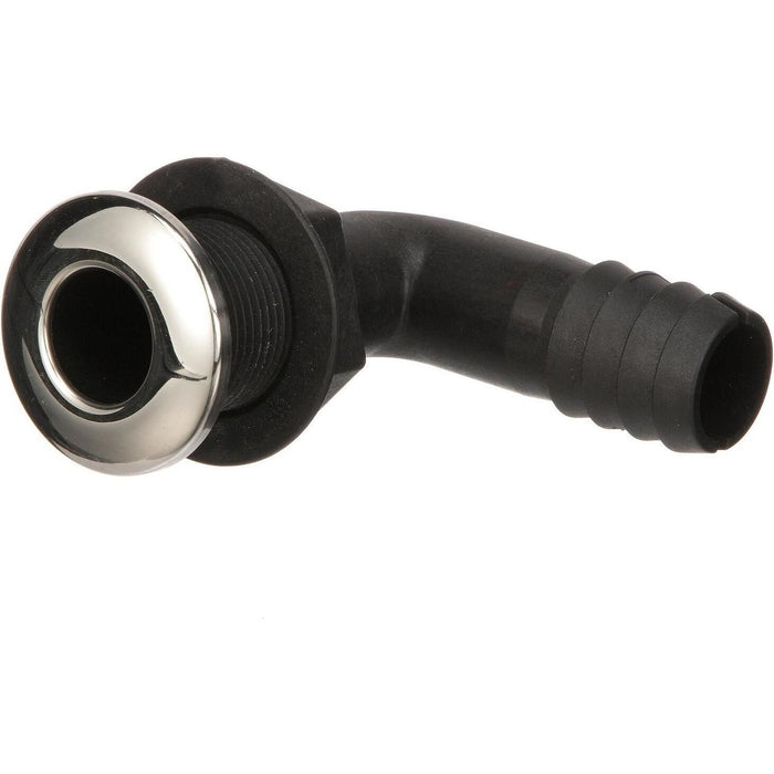 Seachoice 50-18561 90-Degree Thru-Hull Connector, Fits 1-1/8 In. ID Hose, 1-3/8 In. Max Hull