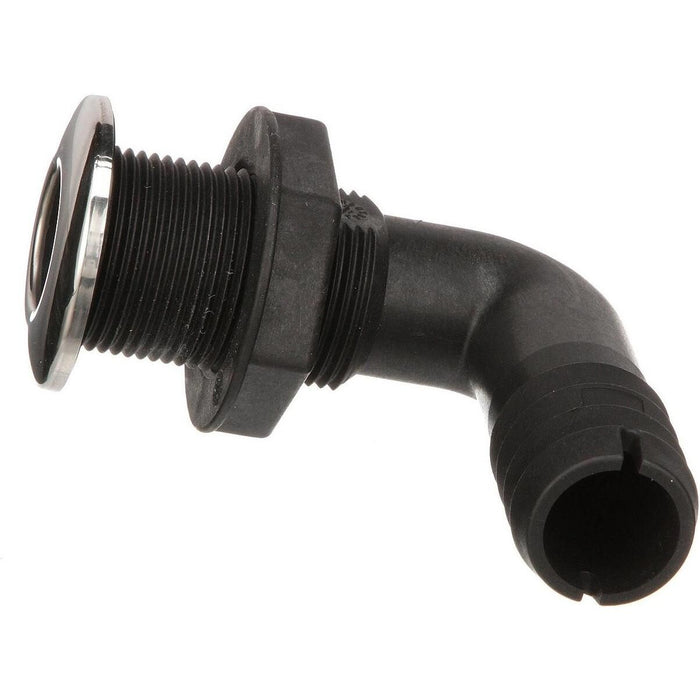 Seachoice 50-18561 90-Degree Thru-Hull Connector, Fits 1-1/8 In. ID Hose, 1-3/8 In. Max Hull