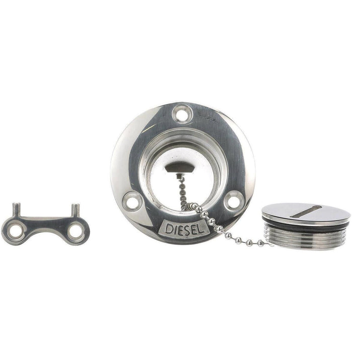 Seachoice 32261 SS Deck Fill w/ Cap (Chain Tether) for 1-1/2" Hose