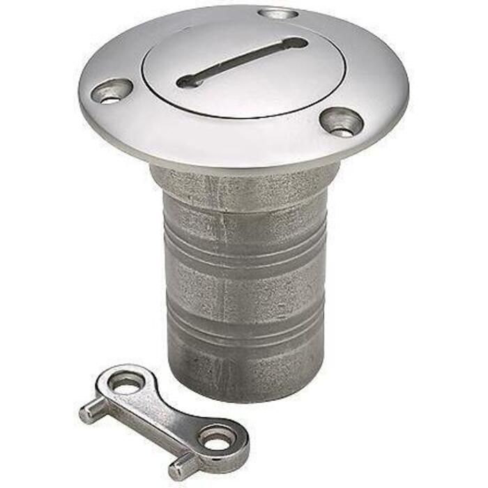 Seachoice 32251 SS Deck Fill w/ Cap (Chain Tether) for 1-1/2" Hose