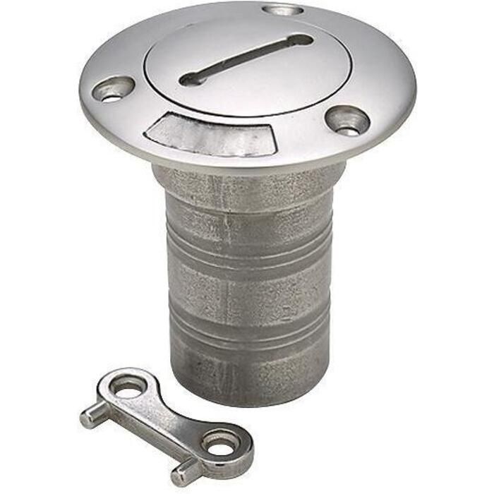 Seachoice 32281 SS Deck Fill w/ Cap (Chain Tether) for 1-1/2" Hose