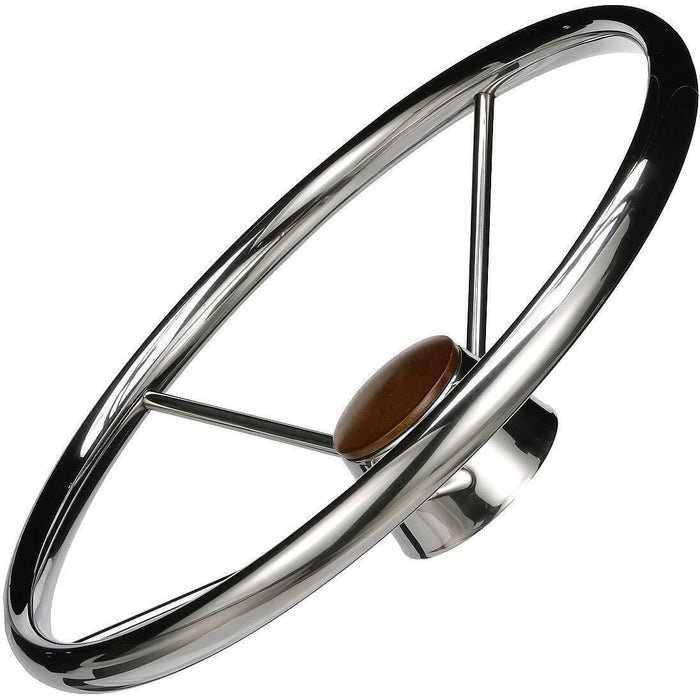 Seachoice 28551 5 Spoke 15" SS Destroyer Steering Wheel w/ Genuine Teak Cap