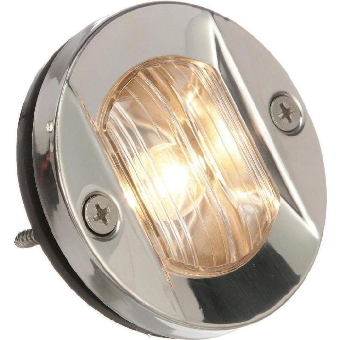 Seachoice 5381 Round Navigation Transom Light w/ SS Flange, 3 In., Vertical Surface Mount
