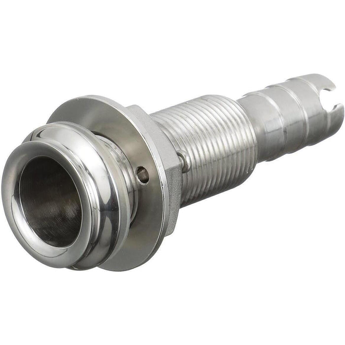 Seachoice 50-18591 Thru Hull Fitting, Mega-Flow Dripless, 316 Stainless Steel, Fits 5/8" Hose, 1-1/2" Max Hull