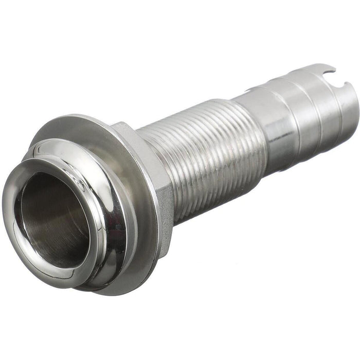 Seachoice 50-18601 Thru Hull Fitting, Mega-Flow Dripless, 316 Stainless Steel, Fits 3/4" Hose, 1-1/2" Max Hull