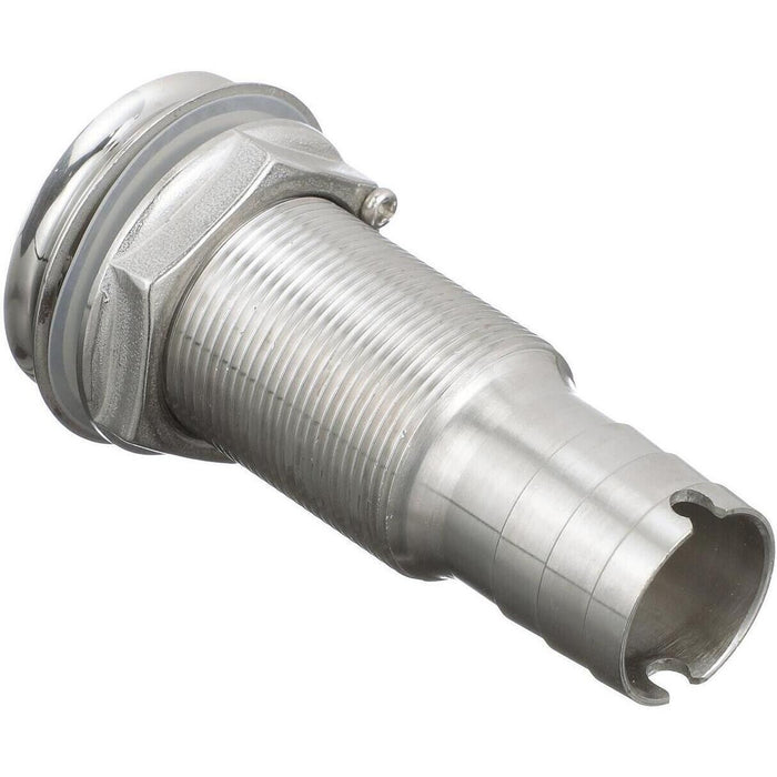 Seachoice 50-18611 Thru Hull Fitting, Mega-Flow Dripless, 316 Stainless Steel, Fits 1" Hose, 1-1/2" Max Hull