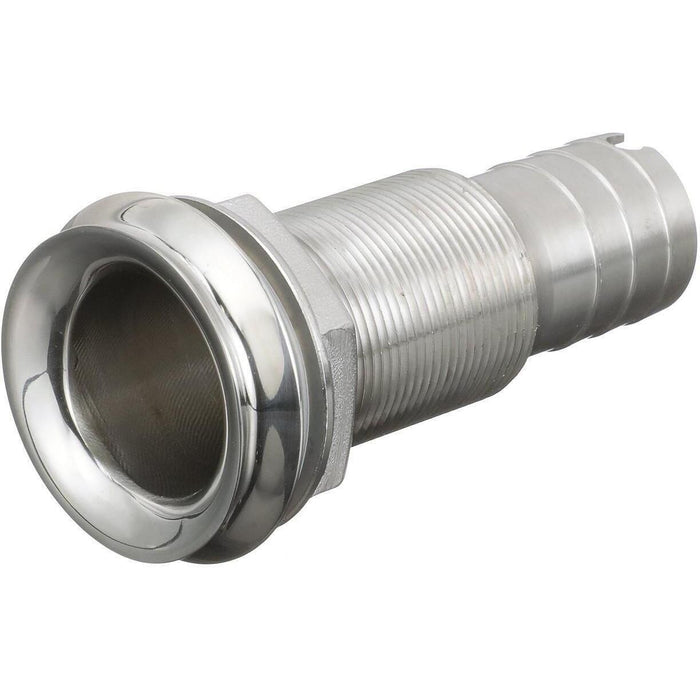 Seachoice 50-18611 Thru Hull Fitting, Mega-Flow Dripless, 316 Stainless Steel, Fits 1" Hose, 1-1/2" Max Hull