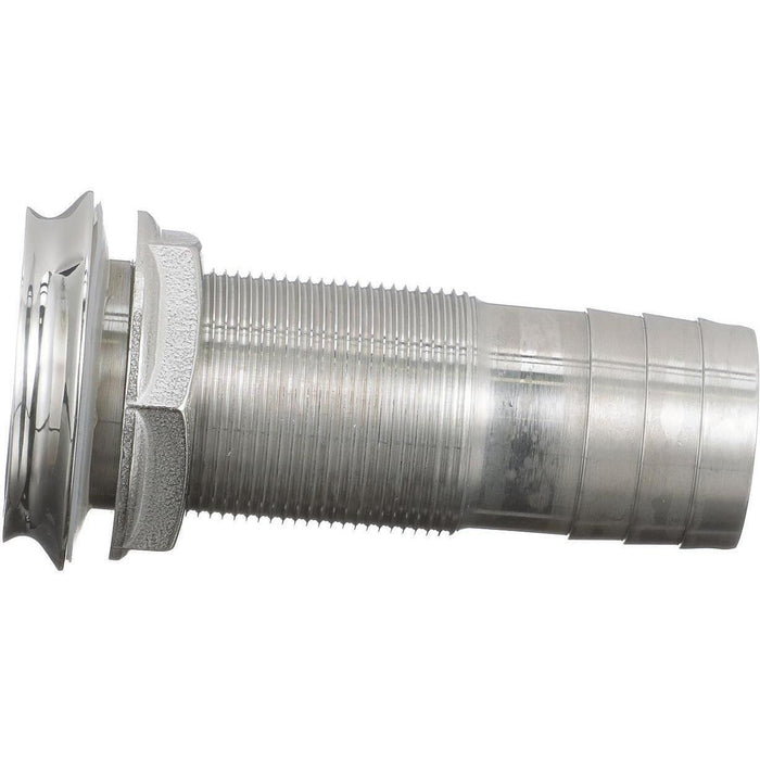 Seachoice 50-18621 Mega-Flow Dripless Thru Hull Fitting, 316 SS, Fits 1-1/8" Hose, 1-1/2" Max Hull