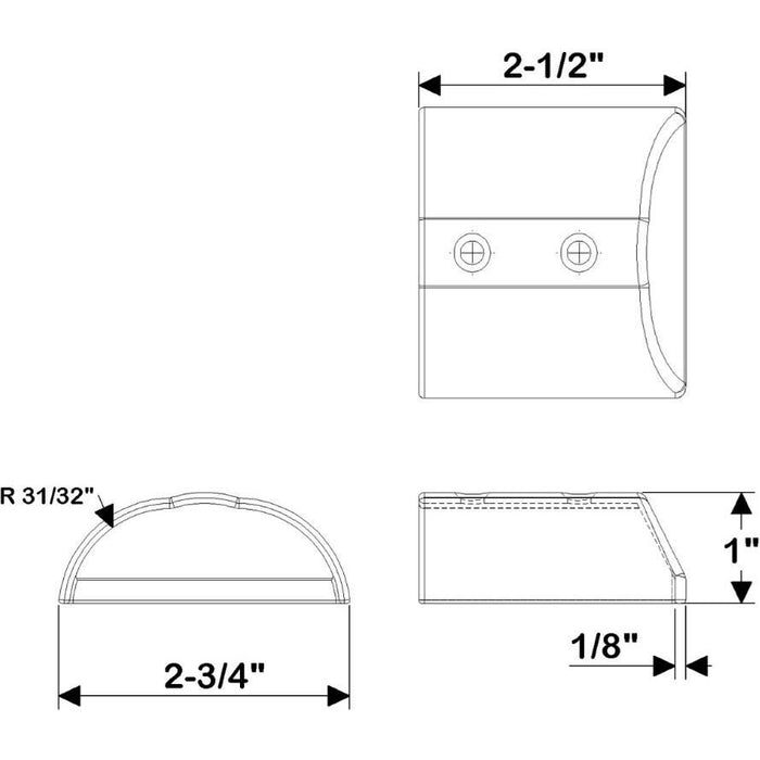 Taco Metals F16-0276 Taco Suproflex Rub Rail End Caps, Large, Stainless