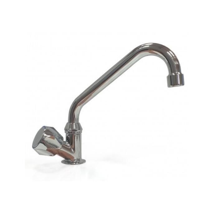 Scandvik 10169P Standard Cold Water Tap w/ Double Bend Swivel Spout, Standard Knob