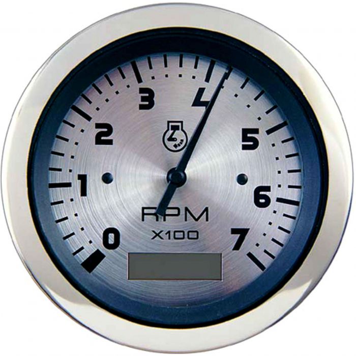 Sierra 63474P Sterling Series 3" Electric Tachometer & Hourmeter, 0-7,000 RPM Dial Range, SS, Outboard & 4 Stroke Gas, Alt/Coil Sender