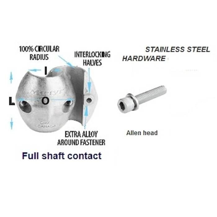 Martyr CMX05M Streamlined Shaft Anode w/ SS Allen Head, Magnesium