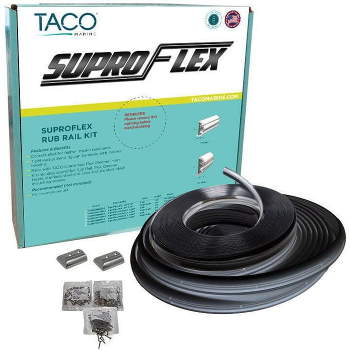Taco Metals V11-9991BBK60-2 SuproFlex Rub Rail Kit, 1-5/8" x 7/8" Small, Black, with Vinyl Overlay Insert