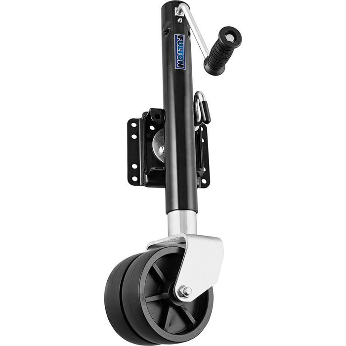 Fulton XPD15L0126 1, 500 lb Max Load Heavy Duty Dual Wheel Bolt On Swivel Jack, Glossy Black