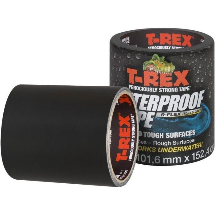 Shurtape 285987 T-Rex Waterproof Repair Tape, 4" W x 5' L, Black