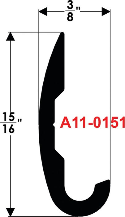Taco Metals A11-0151TAL12D Taco Aluminum Overlap Rub Rail, 3/4" x 12'
