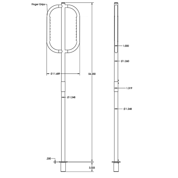 Taco Metals F16-0800-1 "Come On Board" Boarding Straight Handle