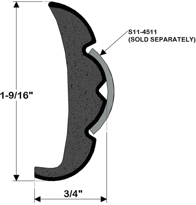 Taco Metals V21-9866WHC20D Rigid Rubrail 20' White