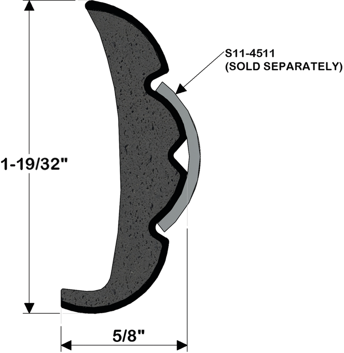 Taco Metals V21-9866WHC20D Rigid Rubrail 20' White