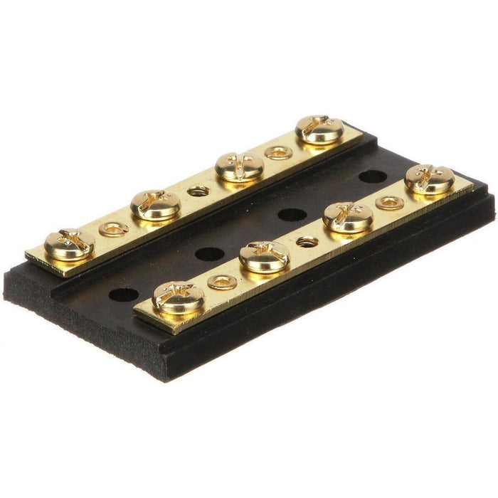 Seachoice 13501 Terminal Block, 4-Gang, Plastic Base with Brass Hardware