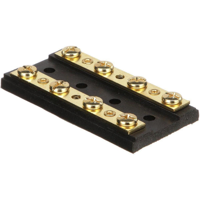 Seachoice 13501 Terminal Block, 4-Gang, Plastic Base with Brass Hardware