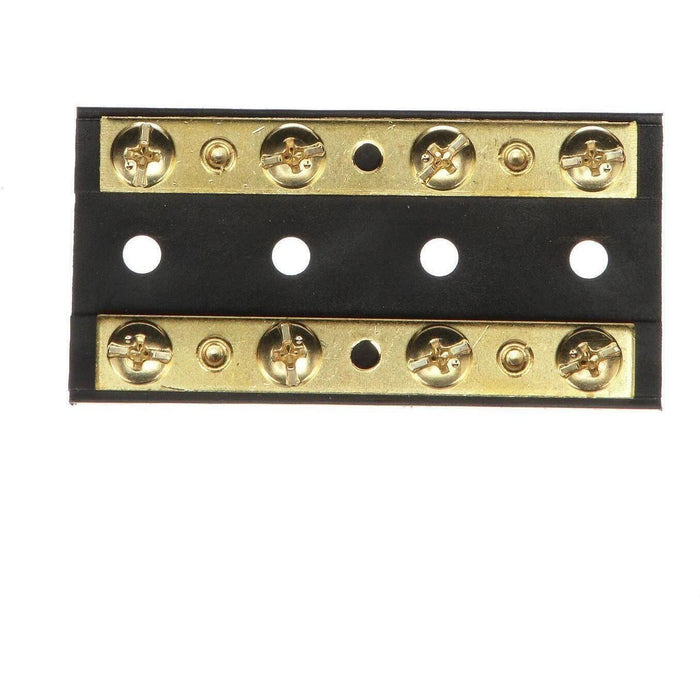 Seachoice 13501 Terminal Block, 4-Gang, Plastic Base with Brass Hardware