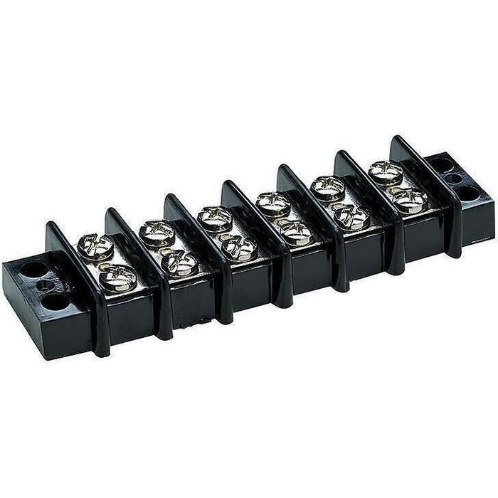 Seachoice 13571 Terminal Block, 6-Gang, Nickel Plated Brass Terminals