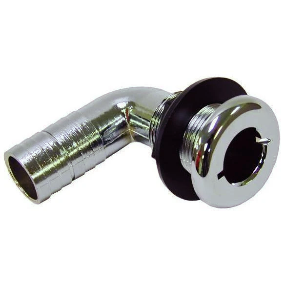 TH Marine TH-1290CP-DP T-H Marine Brite Plate Chrome Plated 90 Degree Thru Hull, for Hose