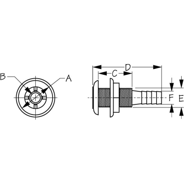 Sea Dog 520750-1 Thru-Hull Fitting 3/4"