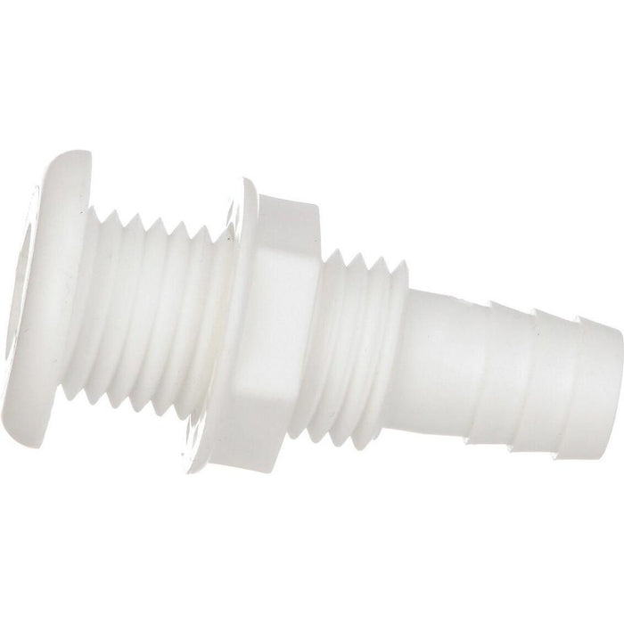 Seachoice 50-18051 Thru-Hull Connector w/ Broad Flange, Fits 3/4 In. ID Hose, 1-1/4 In. Max Hull