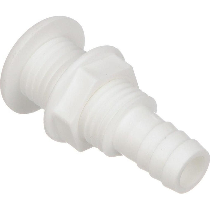 Seachoice 50-18051 Thru-Hull Connector w/ Broad Flange, Fits 3/4 In. ID Hose, 1-1/4 In. Max Hull