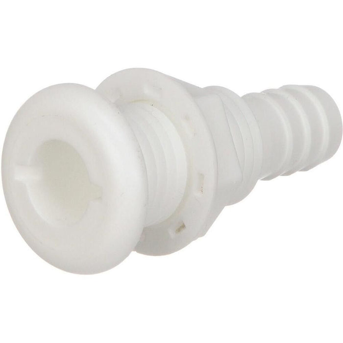 Seachoice 50-18051 Thru-Hull Connector w/ Broad Flange, Fits 3/4 In. ID Hose, 1-1/4 In. Max Hull
