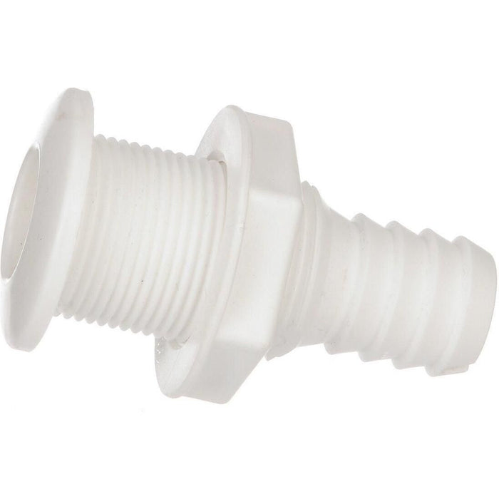Seachoice 50-18071 Thru-Hull Connector w/ Broad Flange, Fits 1 In. ID Hose, 1-1/4 In. Max Hull