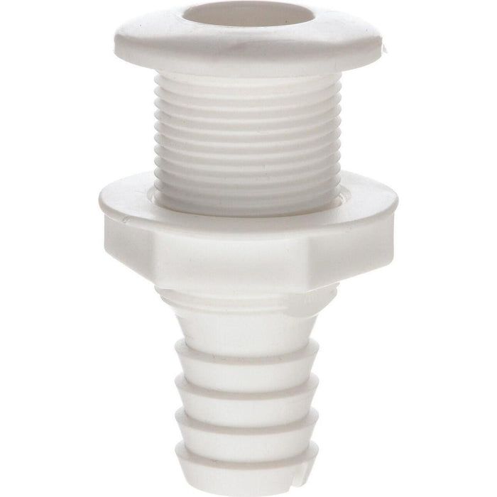 Seachoice 50-18071 Thru-Hull Connector w/ Broad Flange, Fits 1 In. ID Hose, 1-1/4 In. Max Hull