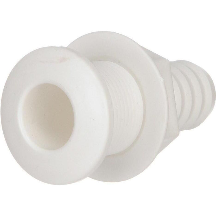 Seachoice 50-18071 Thru-Hull Connector w/ Broad Flange, Fits 1 In. ID Hose, 1-1/4 In. Max Hull
