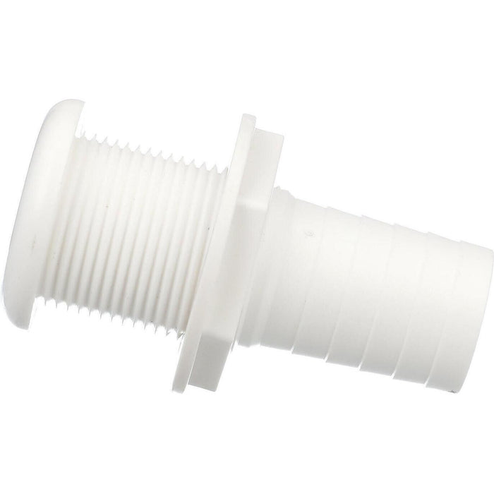 Seachoice 50-18091 Thru-Hull Connector w/ Broad Flange, White Finish, 1.125 In.