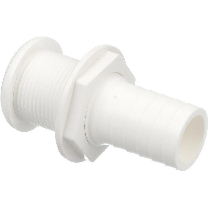 Seachoice 50-18091 Thru-Hull Connector w/ Broad Flange, White Finish, 1.125 In.