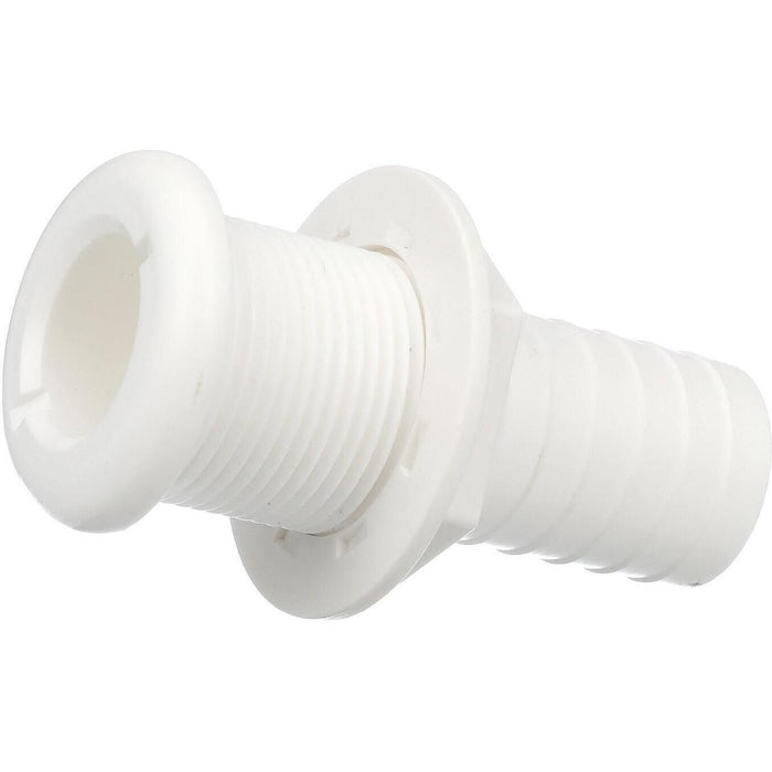 Seachoice 50-18091 Thru-Hull Connector w/ Broad Flange, White Finish, 1.125 In.