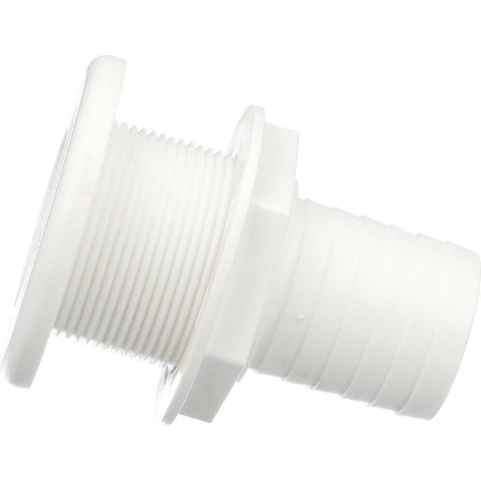 Seachoice 50-18111 Thru-Hull Connector w/ Broad Flange, White Finish, 1.5 In.
