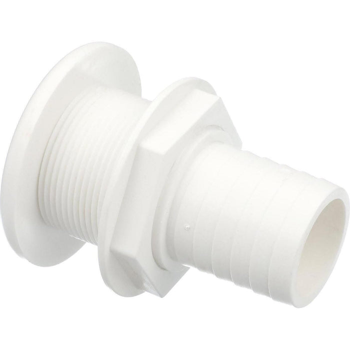 Seachoice 50-18111 Thru-Hull Connector w/ Broad Flange, White Finish, 1.5 In.