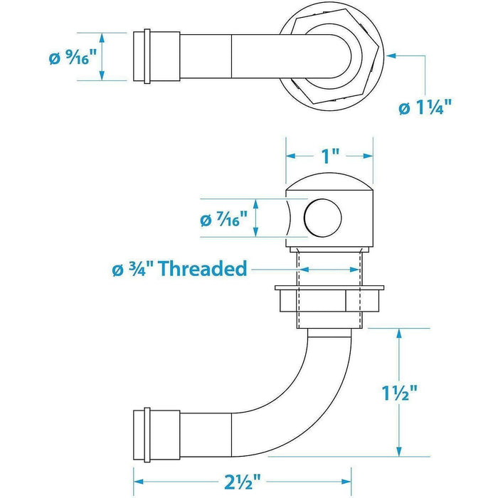 Seachoice 23041 Thru Hall Fuel Tank Vent, Chrome-Plated Brass, 5/8 in., 90 Degree