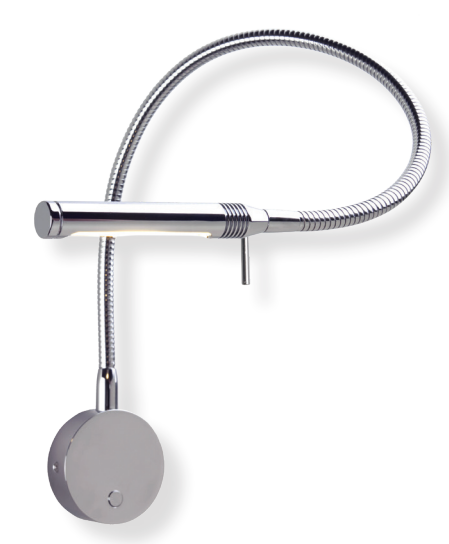 Imtra Lighting Rugen Reading/Chart LED Flex Light, Chrome, 500mm | Bulkhead Mounting, withDimmer, 10-30VDC