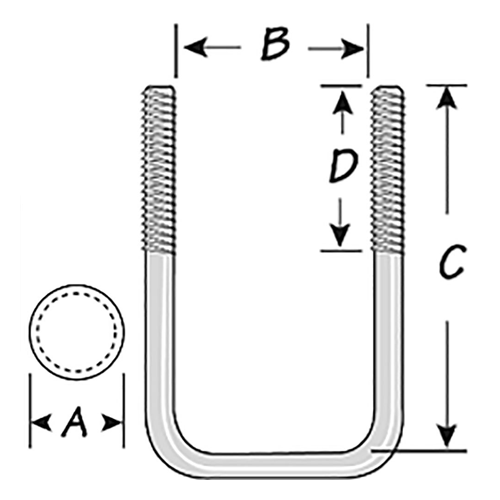Tie Down Engineering 86210 Zinc Plated Square U-Bolt Kit
