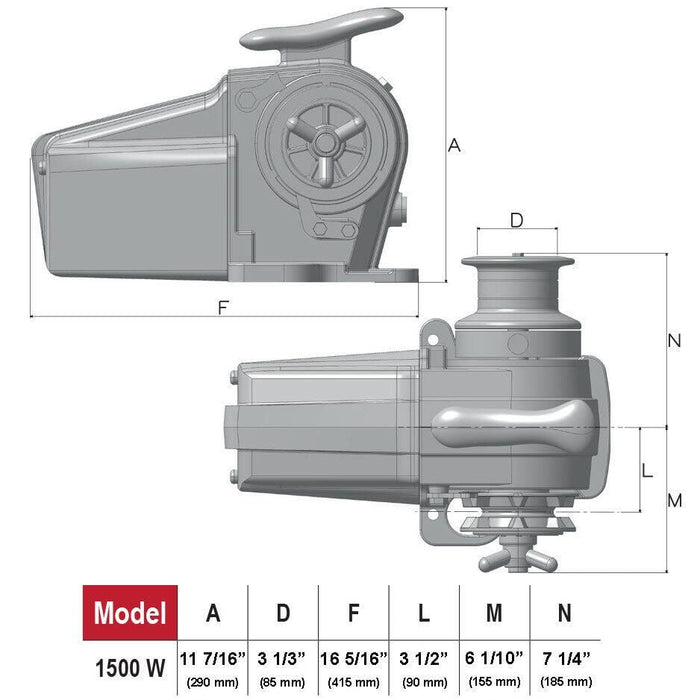 Imtra LW415AN-1/4 Lofrans Tigres Horizontal Windlass 12V 1/4" HT Anodized