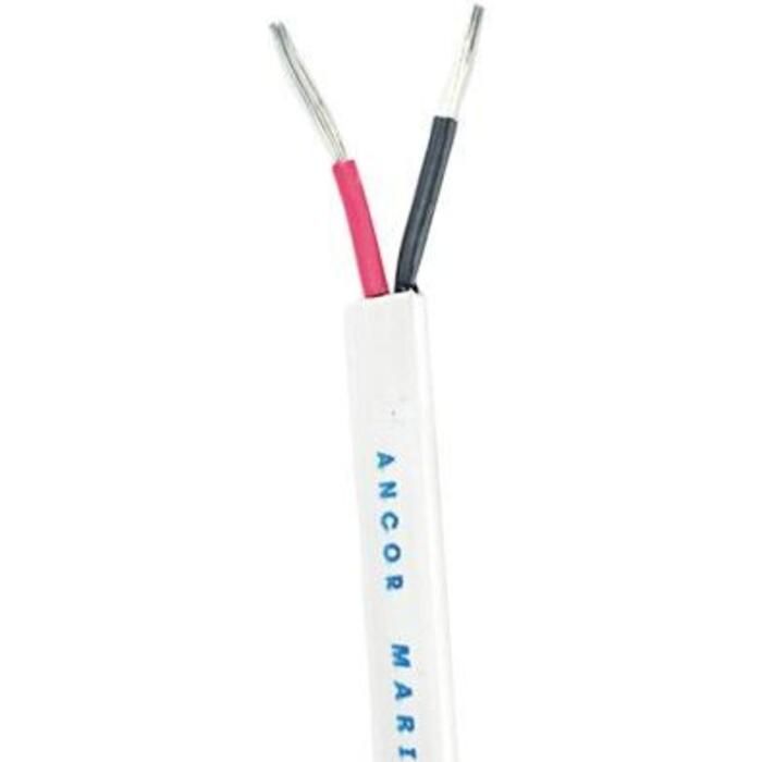 Ancor 122010 Marine Grade Tinned Copper White Flat Signal Cable, 20/2 AWG, 100', Black/Red
