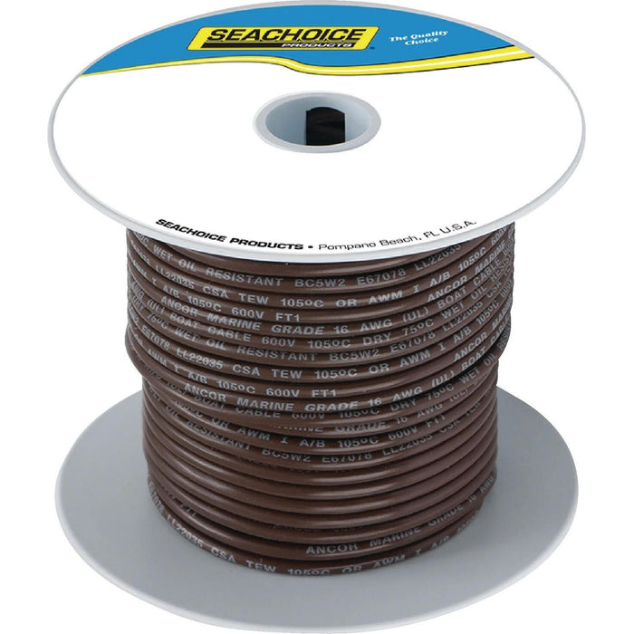 Seachoice 50-63093 Tinned Copper Marine Wire, 12 AWG, Brown, 100'