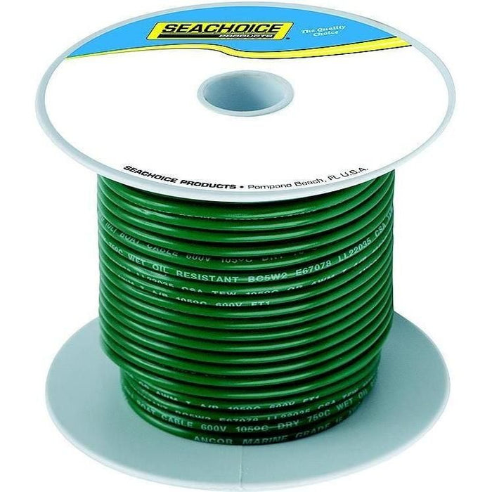 Seachoice 50-63068 Tinned Copper Marine Wire, 10 AWG, Green, 100'